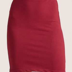 Wholesale Burgundy fitted skirt