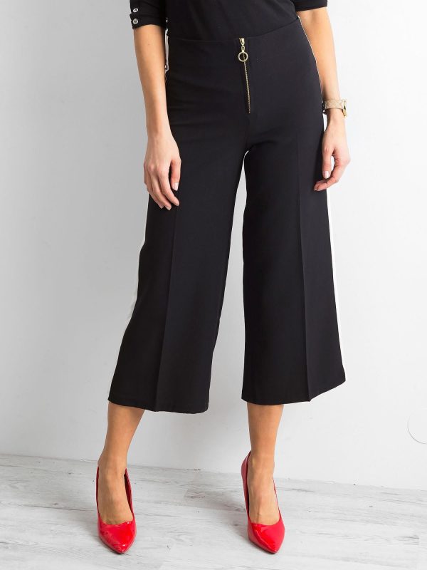 Wholesale Wide trousers with stripes black