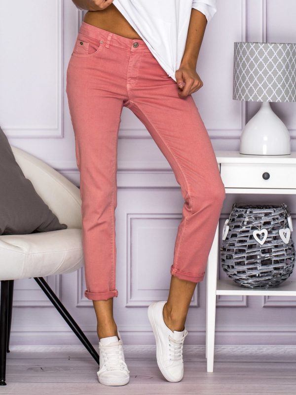 Wholesale Smooth pants in pink fabric