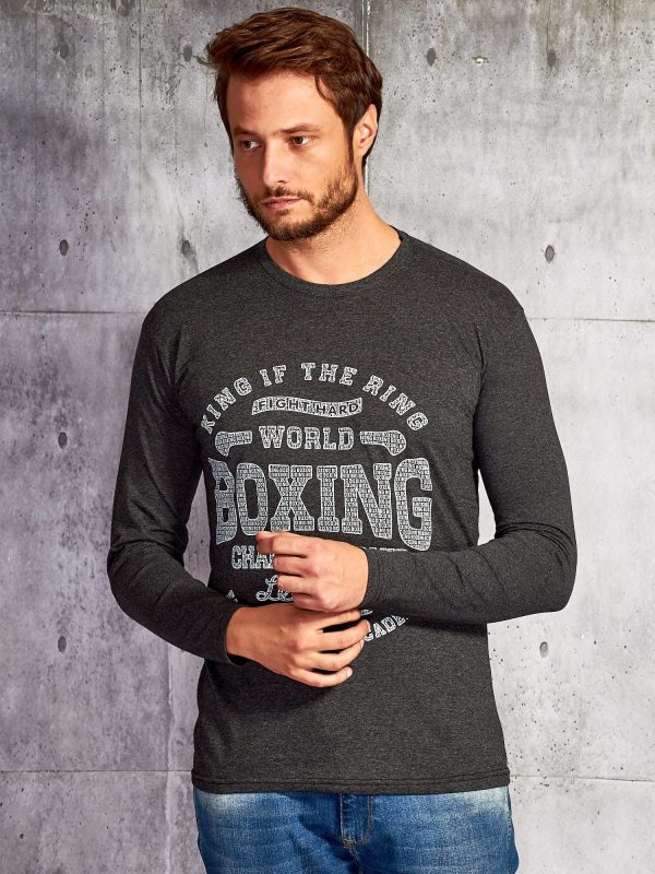 Wholesale Men's blouse with text print dark grey