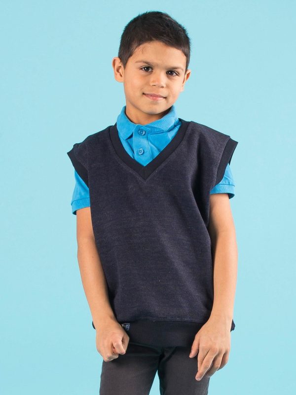 Wholesale Navy Blue Sleeveless Boy Sweater