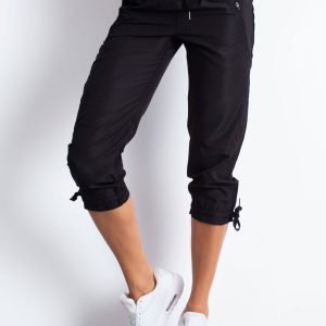 Wholesale Black Capri Sports Pants with Mesh