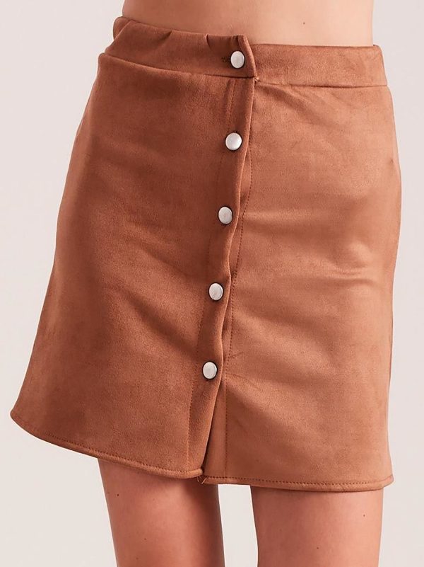 Wholesale Light brown skirt with imitation suede