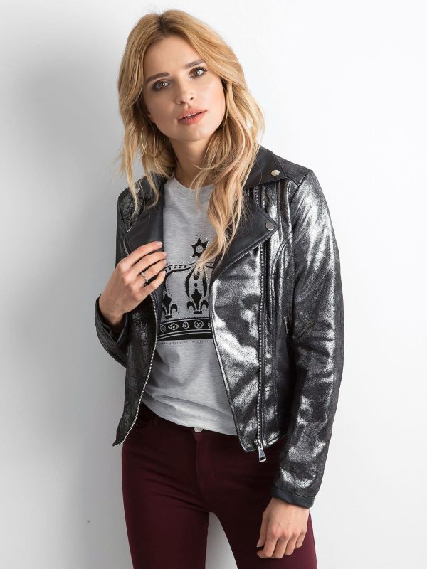 Wholesale Ramone jacket with silver gloss