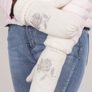 Wholesale White insulated gloves with embroidery