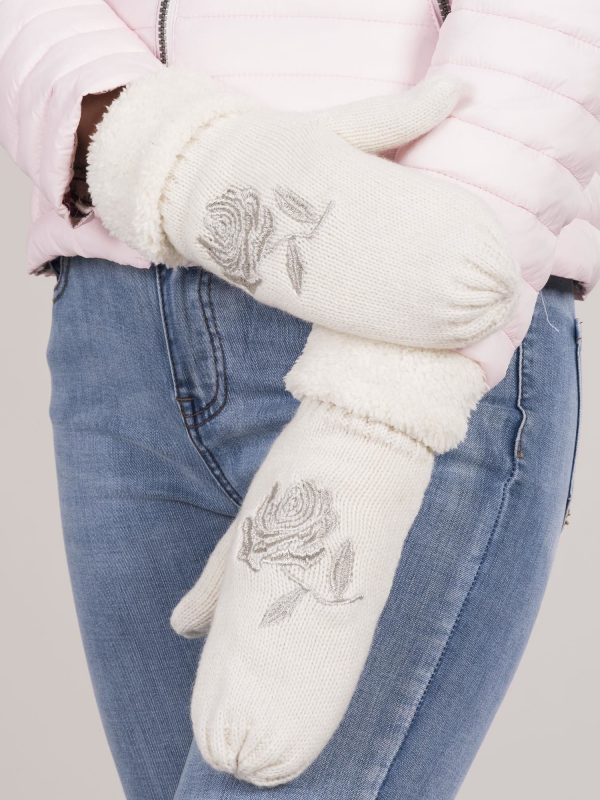 Wholesale White insulated gloves with embroidery