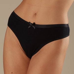 Wholesale Black Cotton Thong