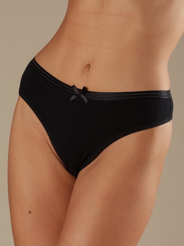 Wholesale Black Cotton Thong