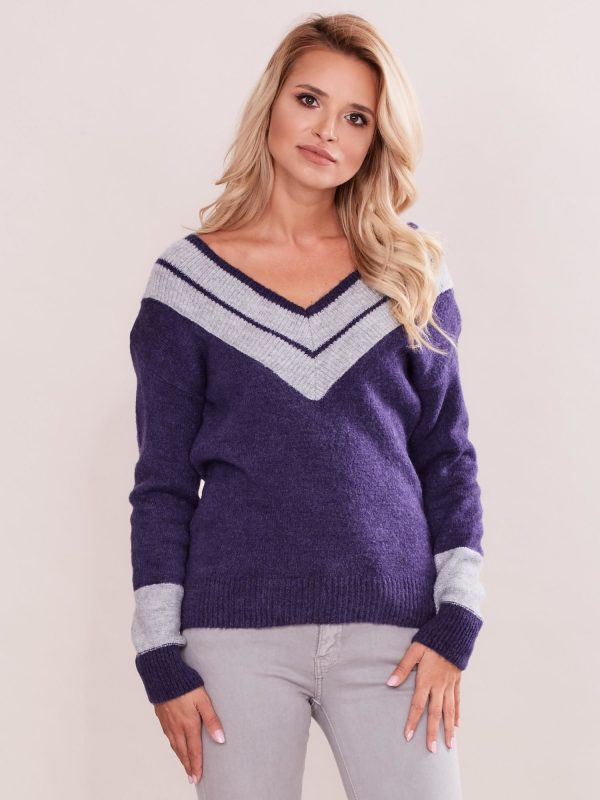 Wholesale Purple V-neck sweater