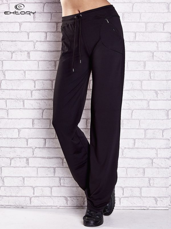 Wholesale Black sweatpants with pocket and embroidery PLUS SIZE