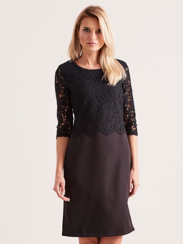 Wholesale Black Elegant Dress with Lace