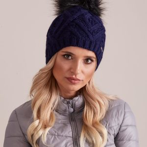 Wholesale Navy blue insulated cap with braid weaves