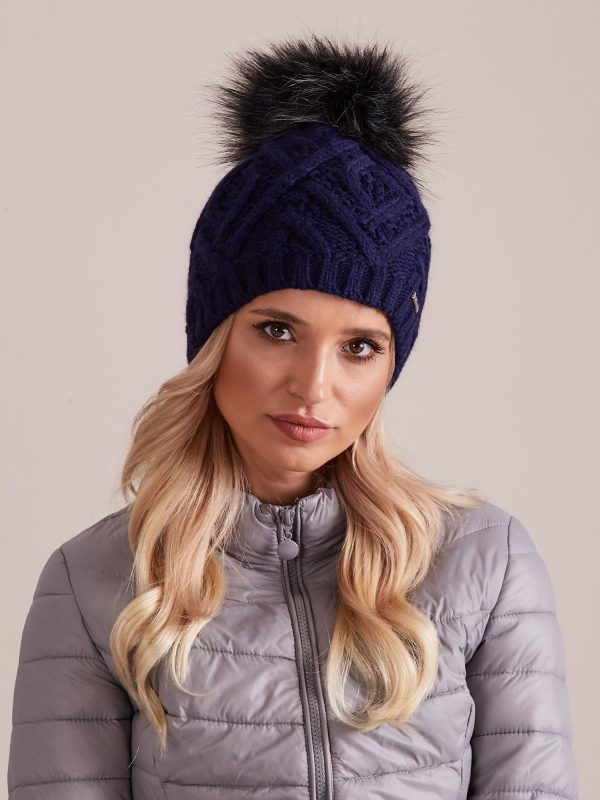 Wholesale Navy blue insulated cap with braid weaves