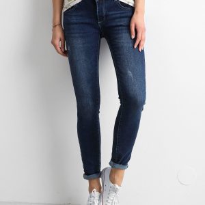 Wholesale Dark blue women's slim fit jeans