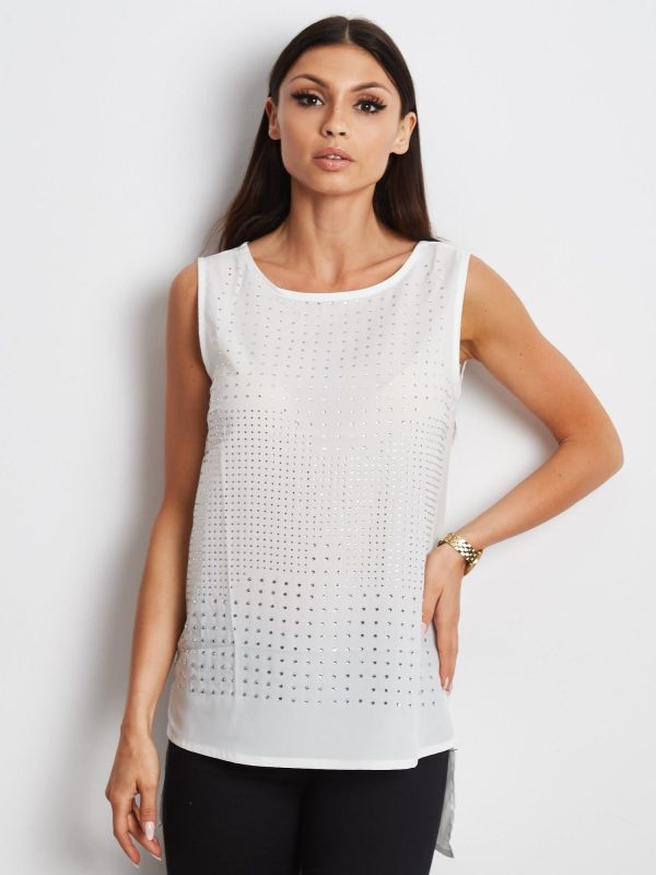 Wholesale White top with rhinestones