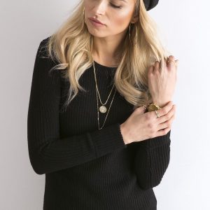 Wholesale Black sweater with roll-up sleeves