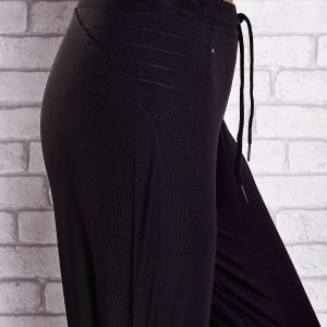 Wholesale Black sweatpants for women with embroidered inserts PLUS SIZE