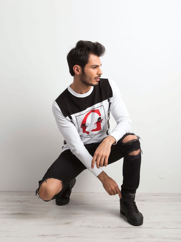 Wholesale White and black sweatshirt for men with print