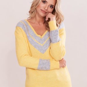 Wholesale Yellow V-neck sweater