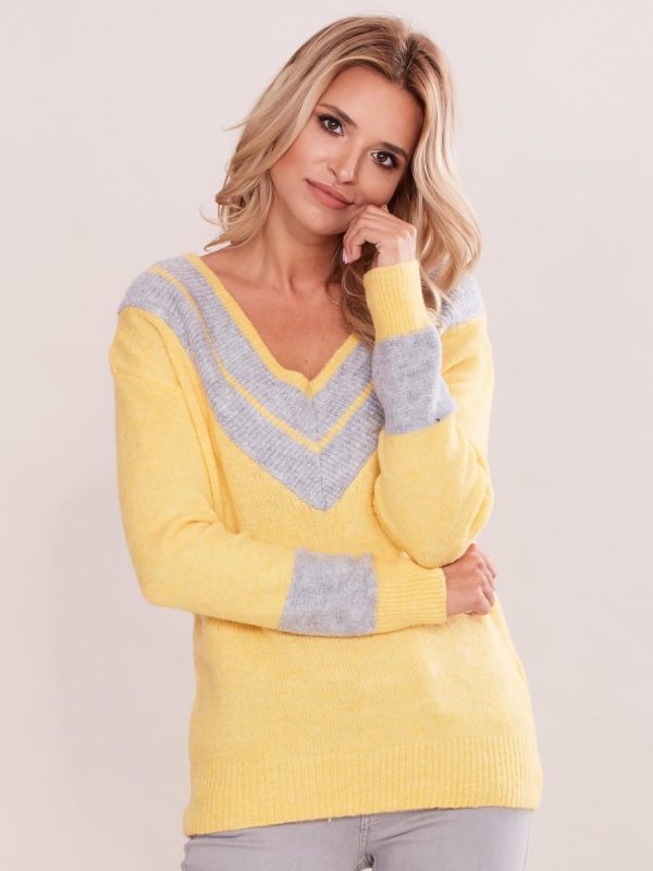 Wholesale Yellow V-neck sweater