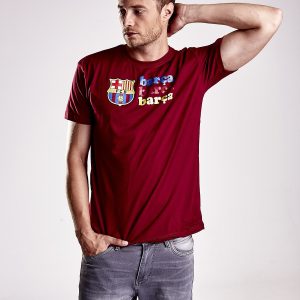 Wholesale Red T-shirt for men with FC BARCELONA print