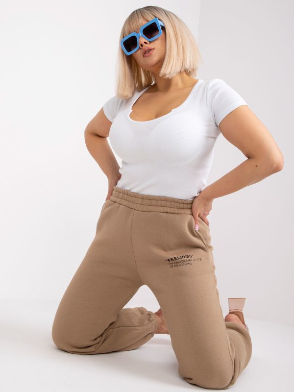 Wholesale Dark Beige Sweatpants Plus Size Cotton Banni