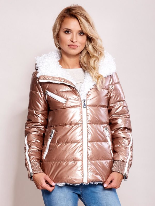 Wholesale Pink Metallic Quilted Jacket