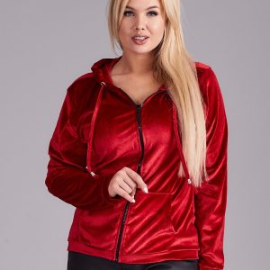 Wholesale Burgundy Velvet Plus Size Hoodie