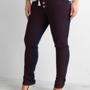 Wholesale Dark blue jeans with knitted insert PLUS SIZE