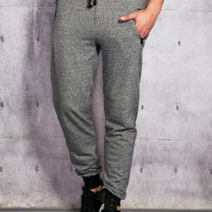 Wholesale Grey melange sweatpants for men with stripes