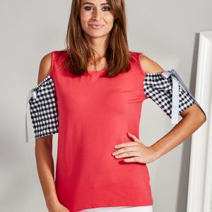 Wholesale Blouse with bare shoulders coral