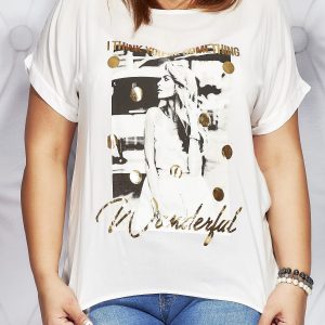 Wholesale White T-shirt with photo print PLUS SIZE