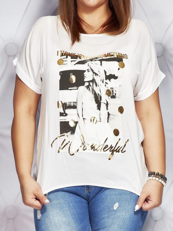 Wholesale White T-shirt with photo print PLUS SIZE