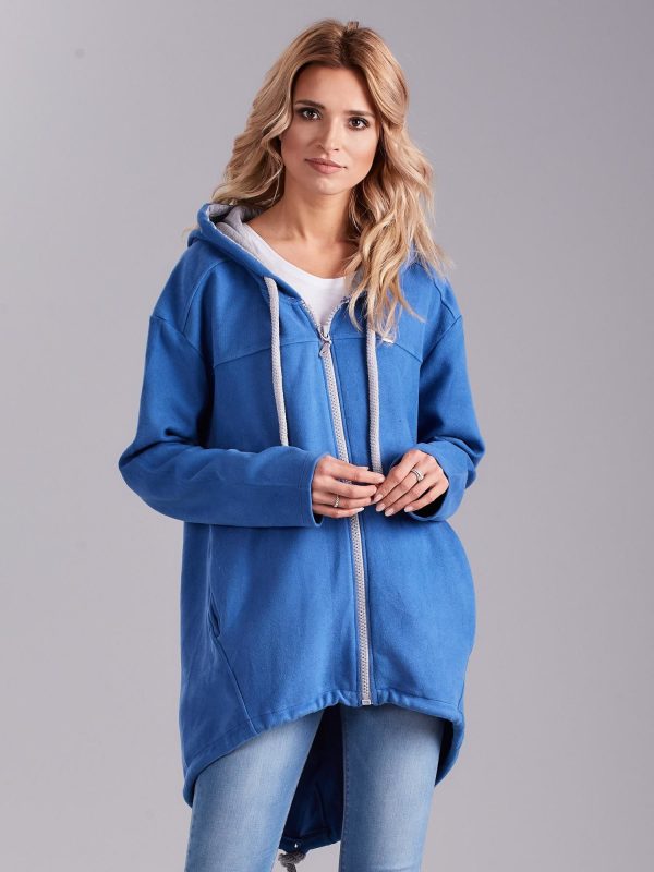 Wholesale Blue women's zipper sweatshirt