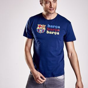 Wholesale Navy blue T-shirt for men with FC BARCELONA print