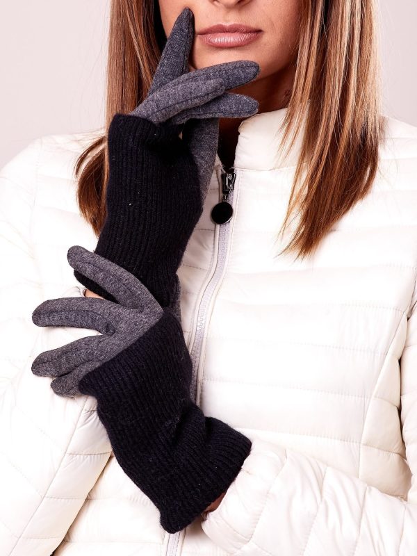 Wholesale Black and graphite gloves with warming and wool