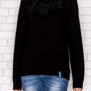 Wholesale Embossed Floral Pattern Sweatshirt Black