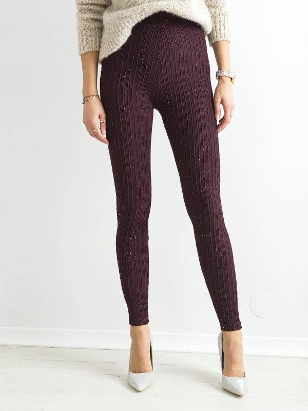 Wholesale Burgundy Fluted Leggings with Silver Specks