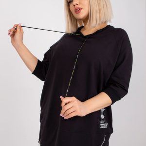 Wholesale Black Aurora Cotton Plus Size Sweatshirt Tunic