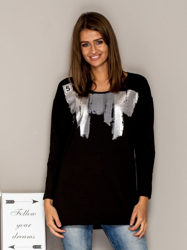 Wholesale Tunic with silver print black