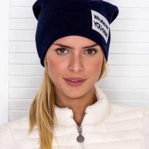 Wholesale Beanie hat with whatever you mean navy-blue