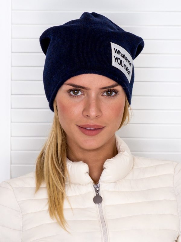 Wholesale Beanie hat with whatever you mean navy-blue