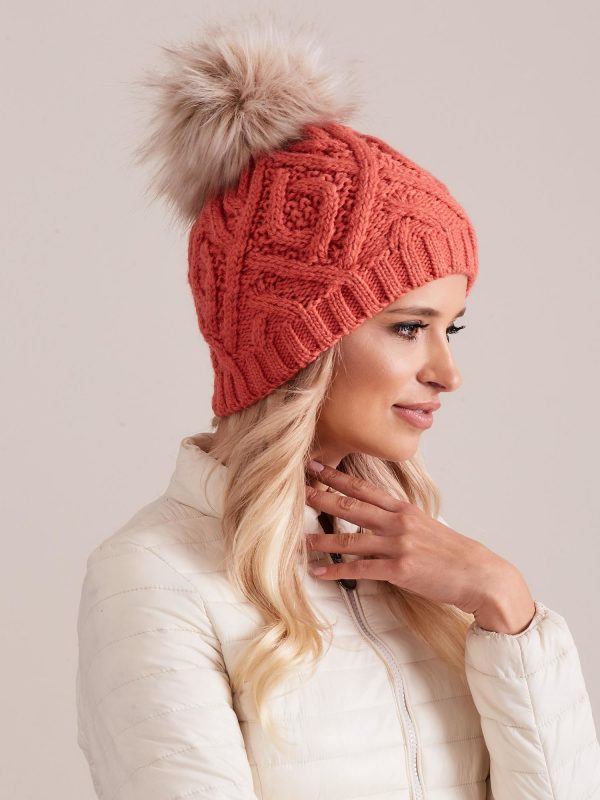 Wholesale Coral insulated cap with braid weaves