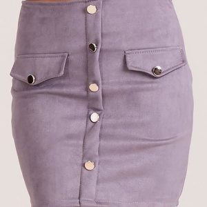 Wholesale Gray pencil skirt with imitation suede