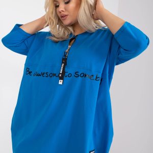 Wholesale Dark Blue Asymmetrical Plus Size Cotton Tunic