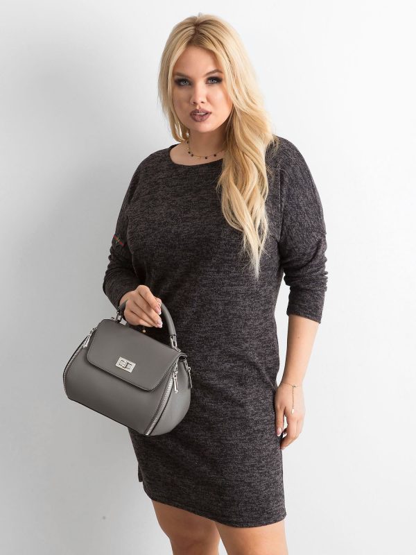 Wholesale Dark Grey Plus Size Melange Dress