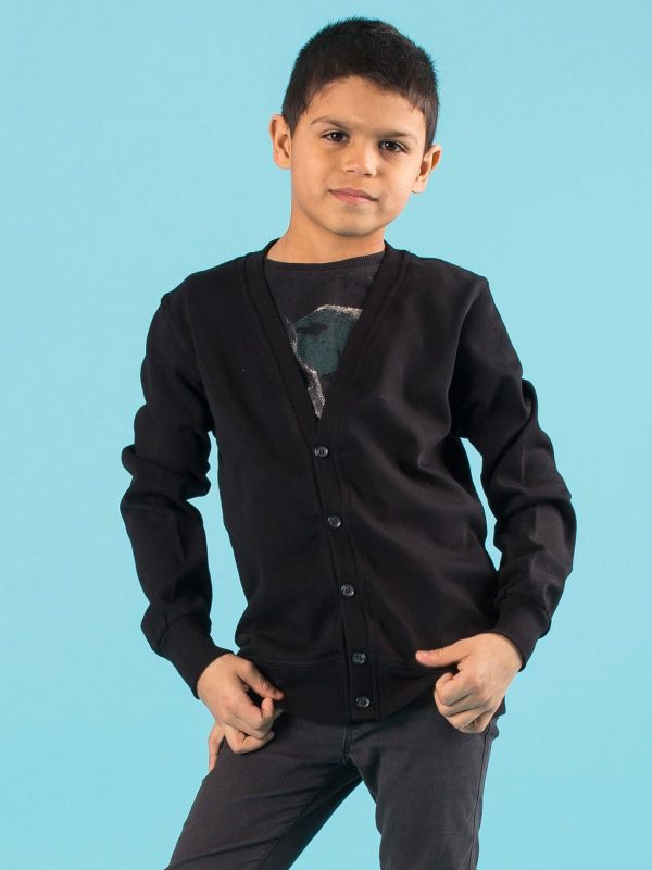 Wholesale Black boys' cardigan sweatshirt