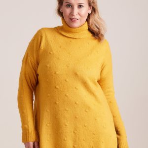 Wholesale Yellow Plus Size Turtleneck Sweater