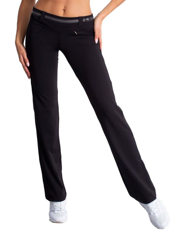 Wholesale Black sweatpants with applique from rhinestones