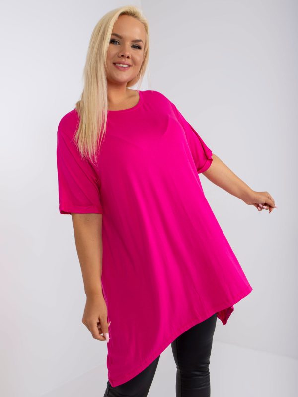 Wholesale Fuchsia asymmetric tunic plus size viscose